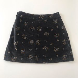Free People Grey Floral Corduroy Skirt Size 4